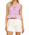 Pinch Kendra Ruched Bow Top In Light Lavender In Purple