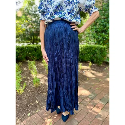 Pinch Kimber Crinkled Maxi Skirt In Deep Navy In Blue