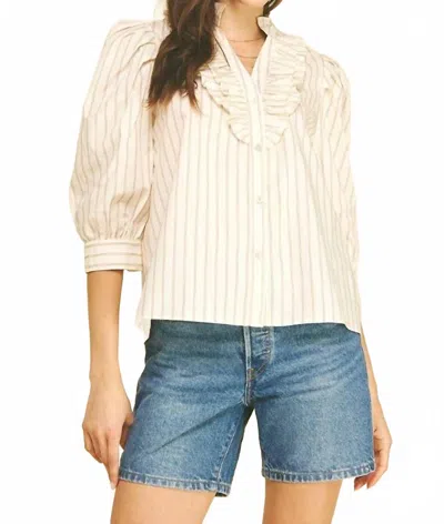 Pinch Latte Stripe Top In Cream Taupe Stripes In Beige