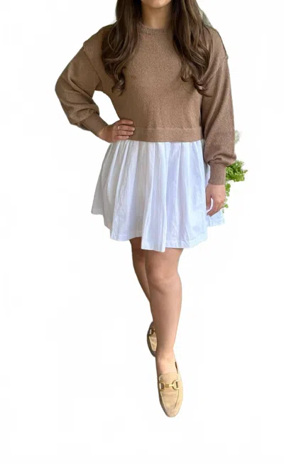 Pinch Leigh Dress In Brown/ White In Multi
