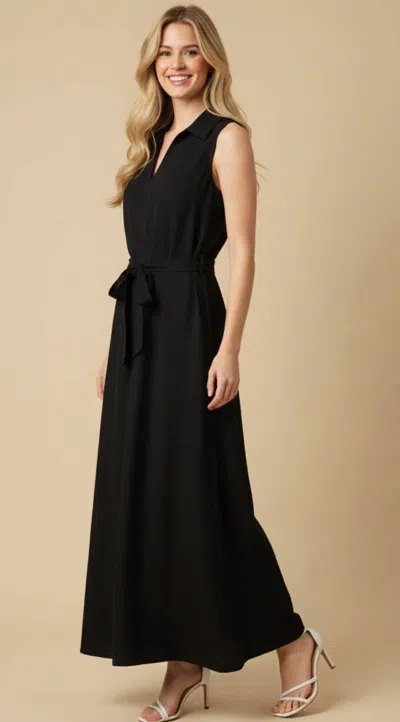 Pinch Linen Sleeveless Maxi Dress In Black