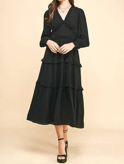 Pinch Lulu Long Sleeve Maxi Dress In Black