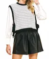 Pinch Margaux Woven Knit Blouse In Black/white In Multi