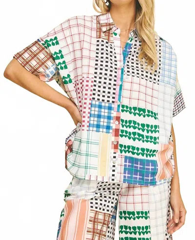 Pinch Marisol Button Front Top In Red Multi