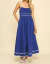 Pinch Marlie Sporty Dress With Tie Straps In Bright Navy / Delph In Blue