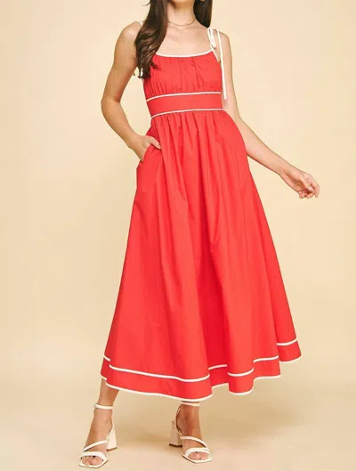 Pinch Marlie Sporty Dress With Tie Straps In Warm Red
