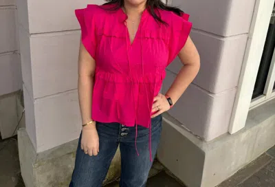 Pinch Matilda Ruffle Woven Top In Magenta In Pink