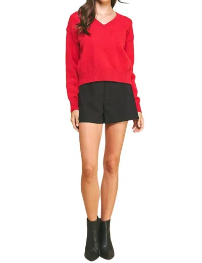 Pinch Merry Embroidered Sweater In Red