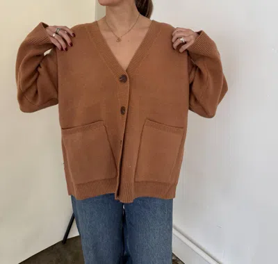 Pinch Mila Knit Buttoned Oversized Cardigan In Rust In Multi