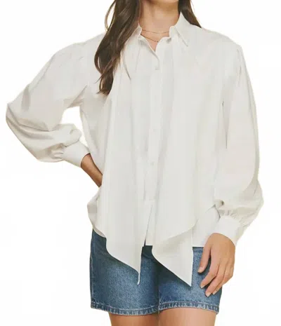 Pinch Millie Front Tie Button Down Top In Off White