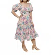 Pinch Mina Puff Sleeve Midi Dress In Spring Multi In Multi