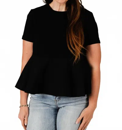 Pinch Modern Contrast Peplum Blouse In Black