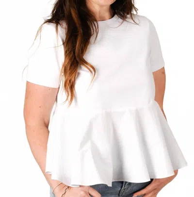 Pinch Modern Contrast Peplum Blouse In White