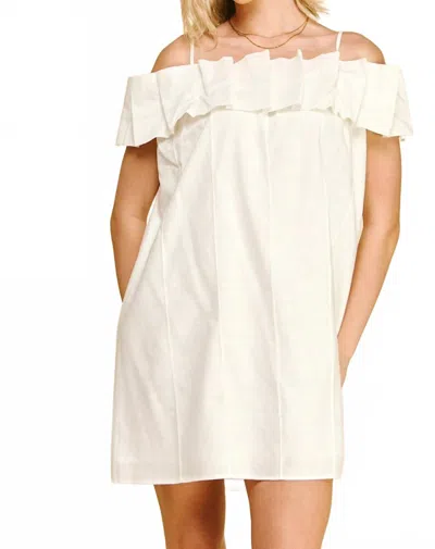 Pinch Off Shoulder Mini Dress In White In Neutral
