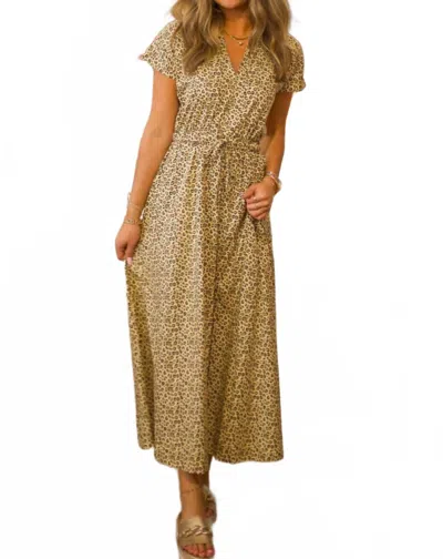 Pinch Open Back Maxi Dress In Leopard In Brown
