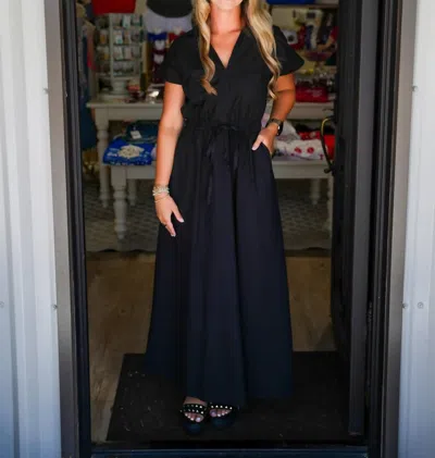 Pinch Open Back Midi Dress In Black
