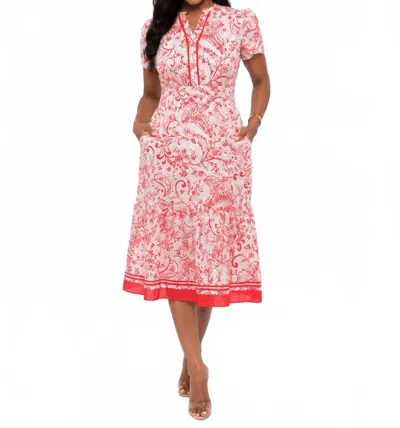 Pinch Paisley Print Midi Dress In Coral In Multi