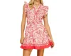 Pinch Paisley Print V Neck Mini Dress In Red/white In Red