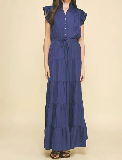Pinch Penelope Tiered Maxi Dress In Bright Navy In Blue