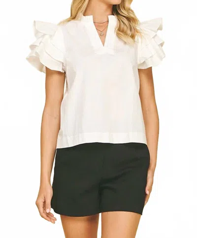 Pinch Penny Short Sleeve Top In White