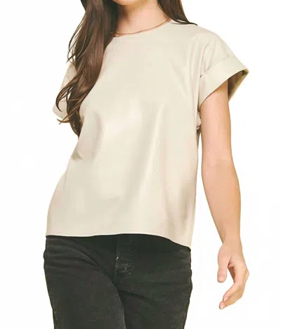 Pinch Phoebe Faux Leather Top In Oyster In White
