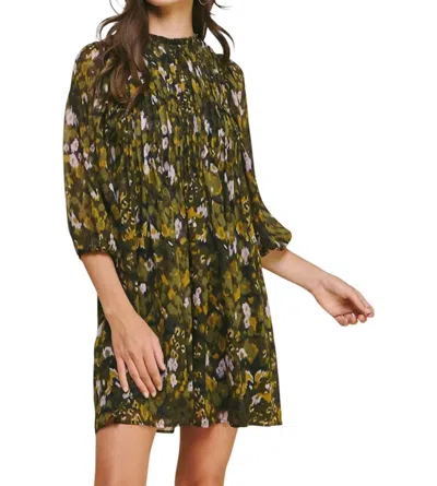 Pinch Pintuck Detail Mini Dress In Green