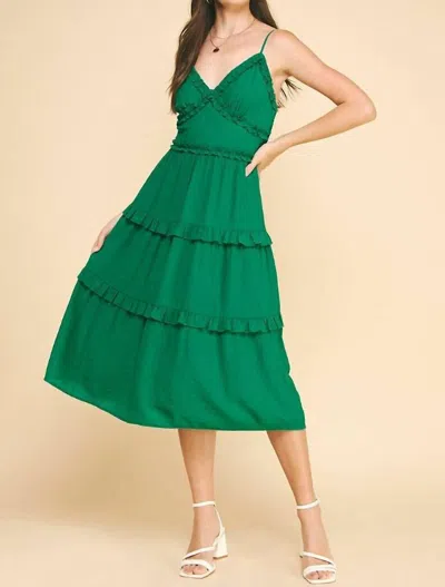 Pinch Piper Tiered Midi Dress In Light Emerald In Blue