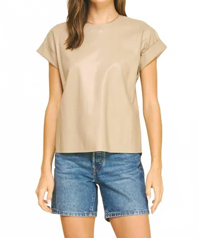Pinch Pleater Cap Sleeve Top In Taupe In Neutral