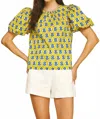 Pinch Polka Dot Floral Top In Yellow In Yellow
