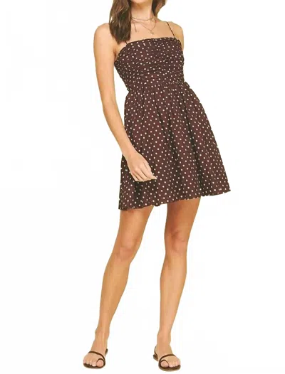 Pinch Polka Dot Mini Dress In Brown