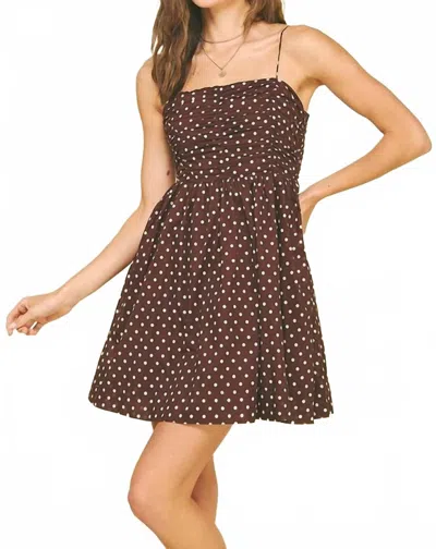 Pinch Polka Dot Mini Dress In Brown