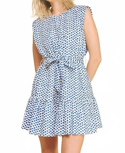 Pinch Polka Dot Tiered Mini Dress In Cobalt Blue