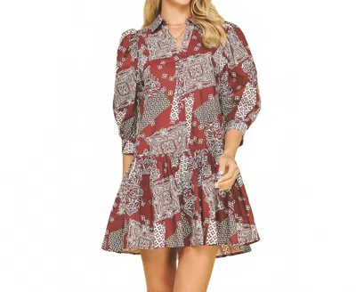 Pinch Presley Dress In Burgundy In Multi