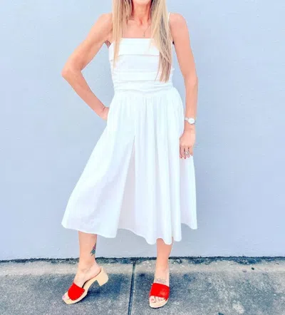 Pinch Pretty Moments Shirred Midi Dress In Off White