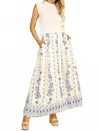 Pinch Print A Line Maxi Skirt In Ivory In Multi