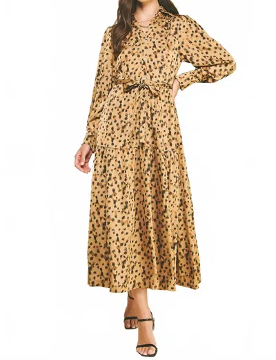 Pinch Print Maxi Dress In Leopard In Brown