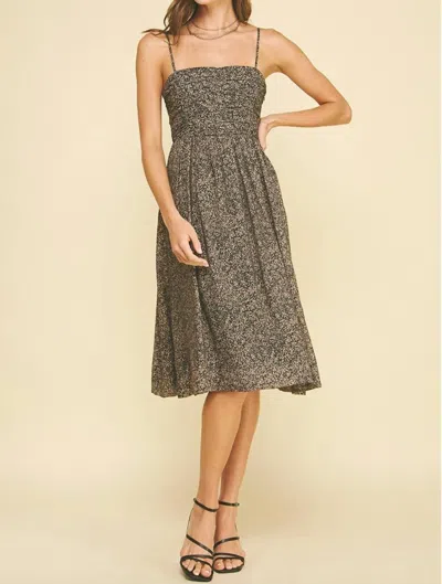 Pinch Print Midi Dress In Leopard In Black