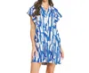 Pinch Print Mini Tunic Dress In Royal Blue In Blue