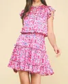 Pinch Printed Satin Mini Dress In Pink Multi In Pink