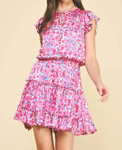 Pinch Printed Satin Mini Dress In Pink Multi