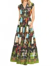 Pinch Printed Tiered Maxi Dress In Black Multi In Multi