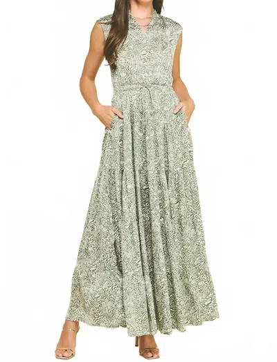 Pinch Printed Tiered Maxi Dress In Green
