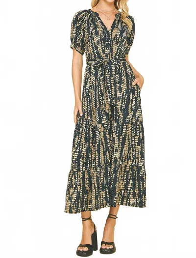 Pinch Printed Tiered Maxi Dress In Multicolor In Green