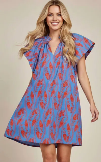 Pinch Printed Tunic Dress In Vibrant Blue In Multi