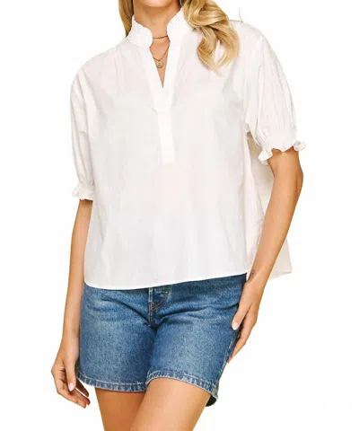 Pinch Puff Sleeves V-neck Top In Off White