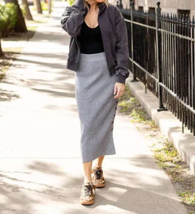 Pinch Ribbed Sweater Maxi Skirt In Charcoal In Pink