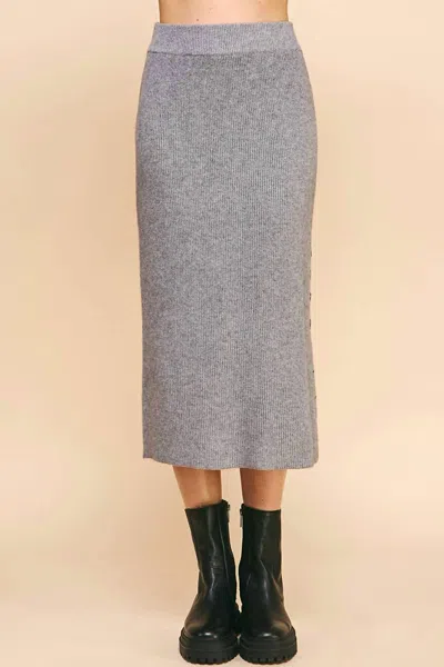 Pinch Ribbed Sweater Maxi Skirt In Grey In Multi