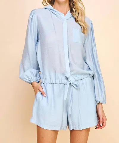 Pinch Robbie Tie Waist Button Down In Powder Blue