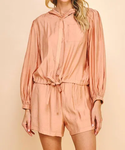 Pinch Robbie Tie Waist Button Down In Warm Rosewood In Pattern