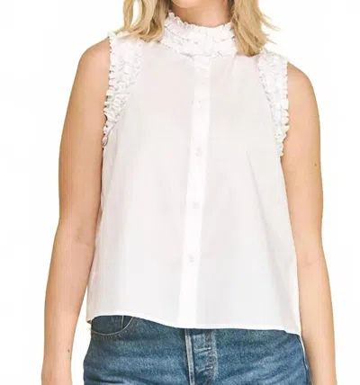 Pinch Ruffle Detailed Button Down Shirt In White